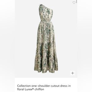 Jcrew Collection one-shoulder cutout dress in floral Lurex® chiffon — NWT!